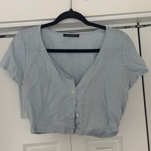 Brandy Melville Sky Blue Button-Up Crop Top